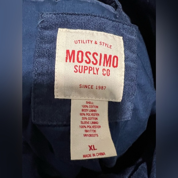 Mossimo Supply Co blue cotton velvet peacoat. Size XL. New with tags - Picture 6 of 8